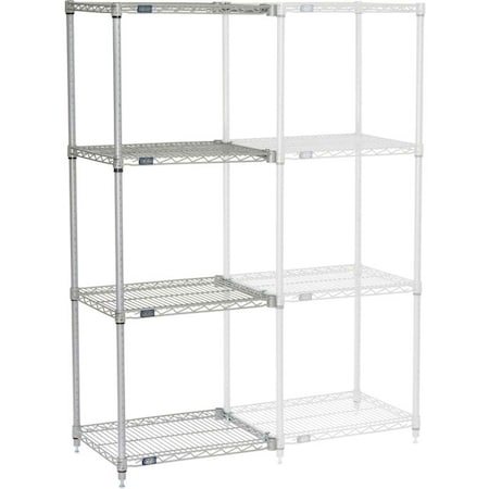Nexel 5 Tier Silver Epoxy Wire Shelving Add-On Unit, 24W x 24D x 86H A24248EP5